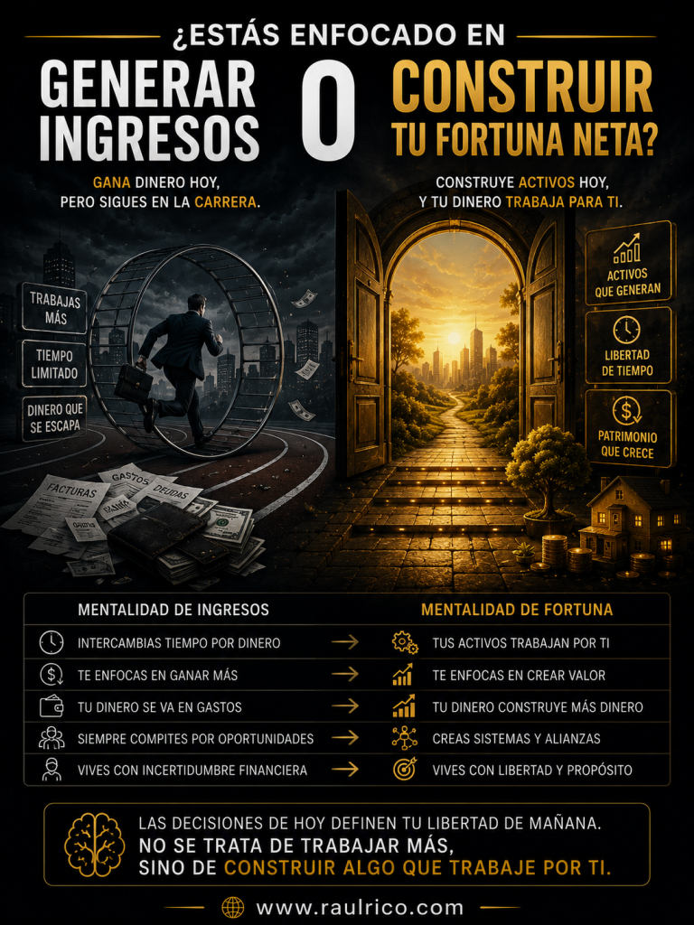 ¿Estás enfocado en generar ingresos o en construir tu fortuna neta?